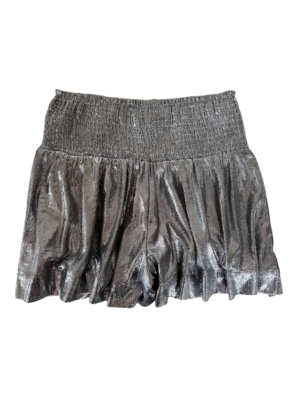 Metallic Silver Women’s Shorts with Smocked high waist /Pants Store/ EUC size S